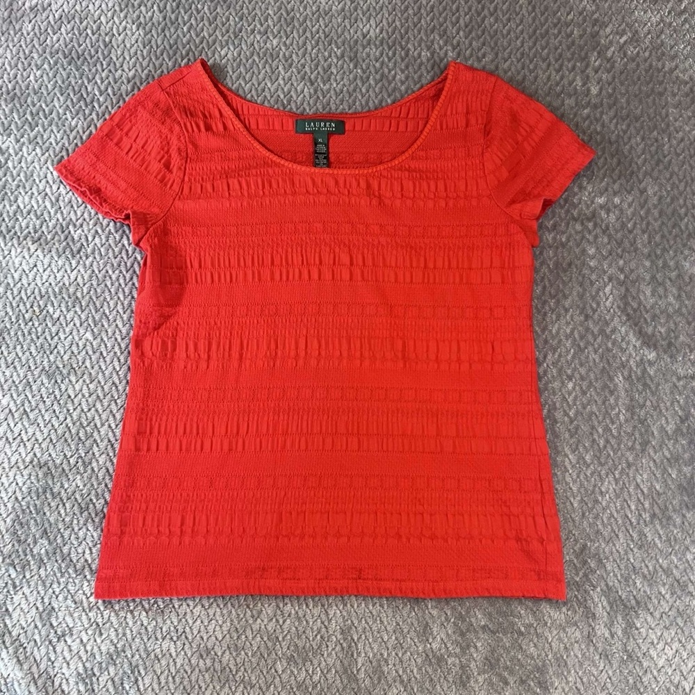 Women’s Lauren Ralph Lauren Red Short Sleeve Top Size Extra Large